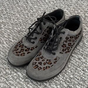 Hotter Women’s Gray and Brown Raven Leopard Print Sneakers